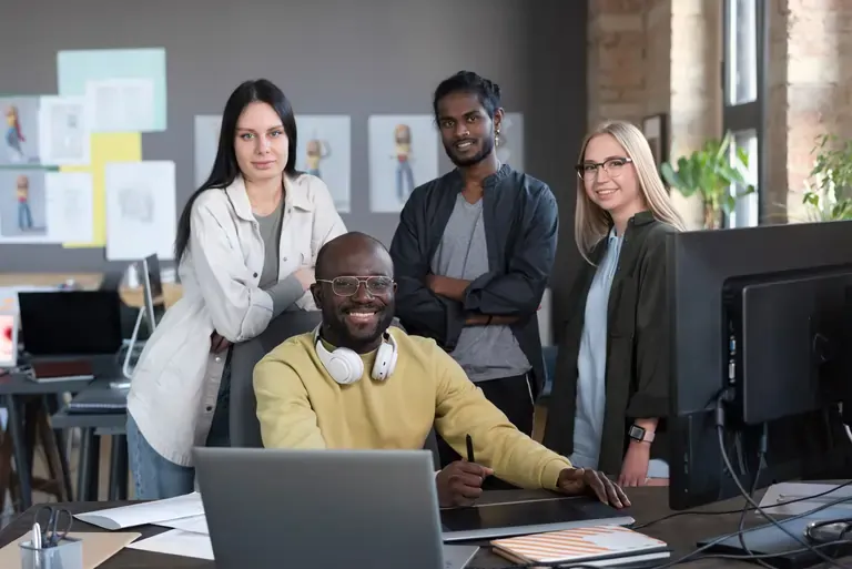 People working together inside an animation studio