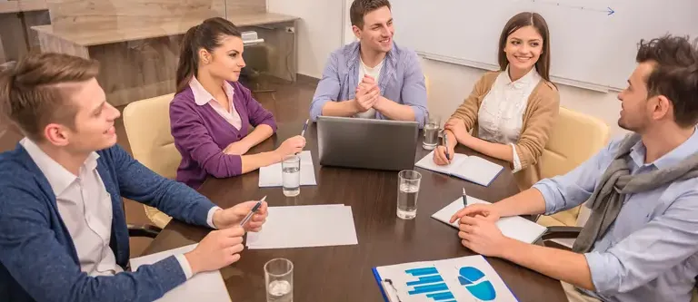 Young business people working together