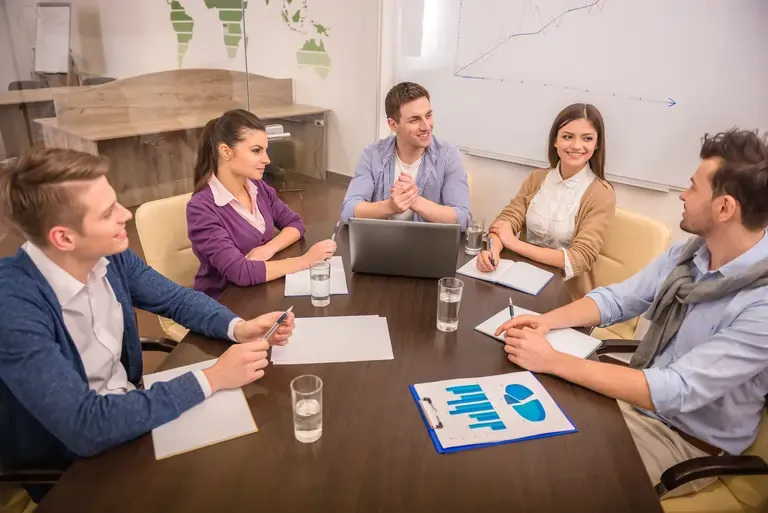 Young business people working together